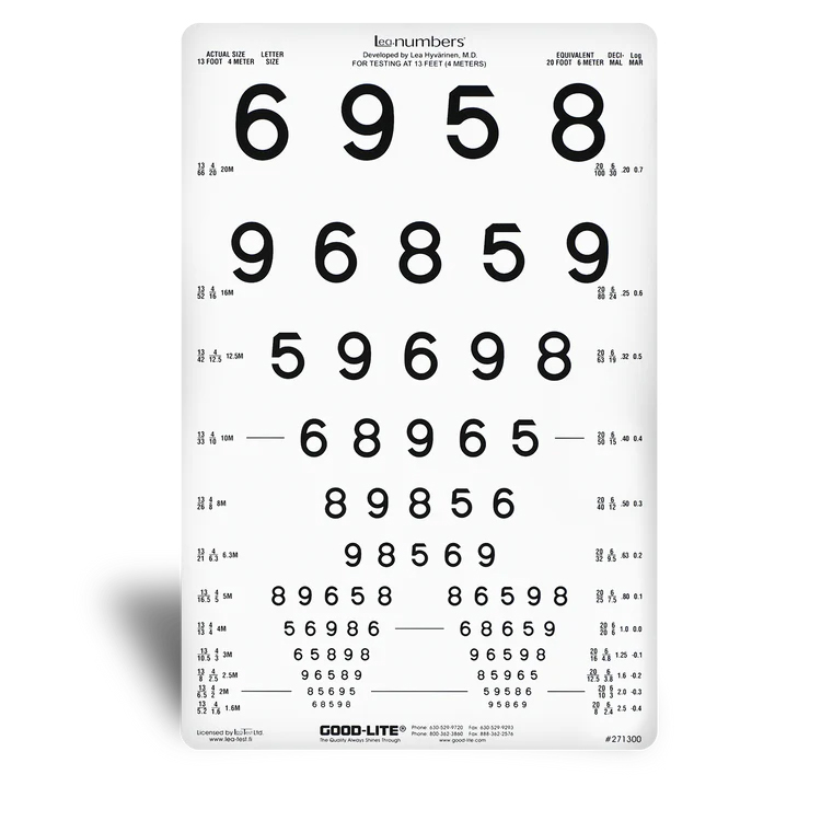 271300型LEA十二行远距离半透明数字视觉卡-LEA NUMBERS® 12-Line Translucent Distance Chart